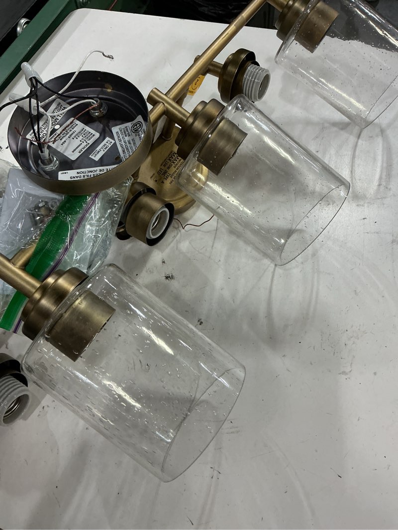 Condition photo showing As Is for allen + roth emeryson 31.63-in 6 light gold transitional bathroom vanity light bar