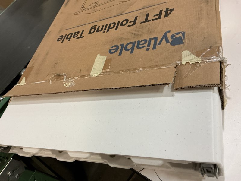 Condition photo showing New/Like New for Folding Table 4 Foot Portable Heavy Duty Plastic Fold-in-Half Utility Table Small Indoor Outdoor Adjustable Height Folding with Carrying Handle, Camping and Party,White | Portable, Heavy Duty, Fold-in-Half, Indoor Outdoor, Adjustable Height, Folding