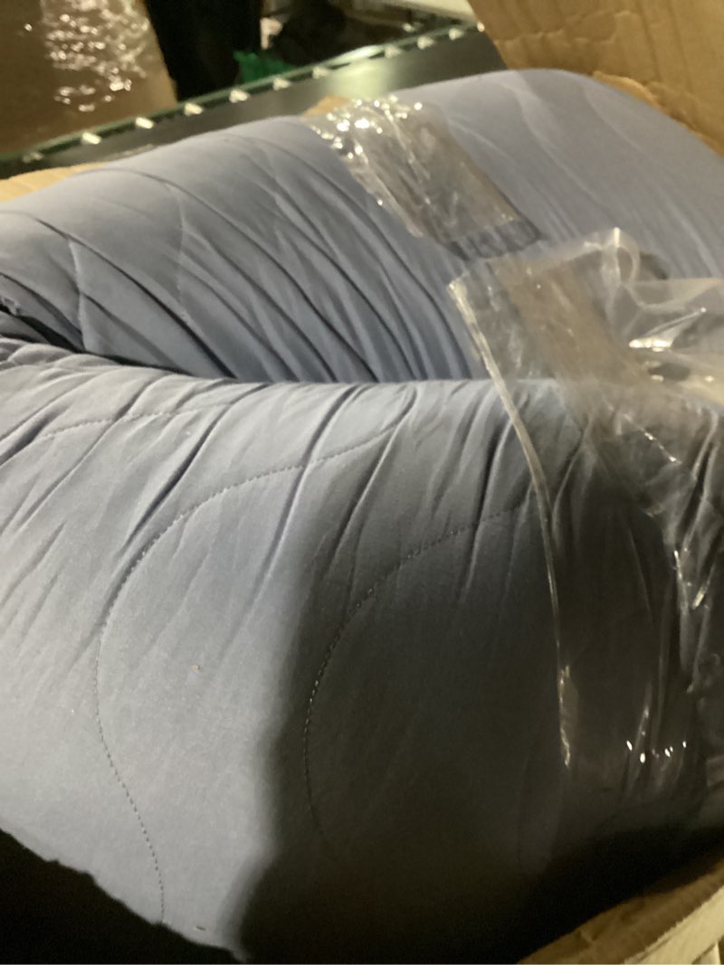 Condition photo showing Good Condition for CozyLux Grayish Blue Queen Comforter Set, 3 Pieces Dusty Blue Solid Breathable Quilted Bedding Sets, Luxury Soft Fluffy Bed Set with Down Alternative Comforter All Season (1 Comforter & 2 Pillowcases)