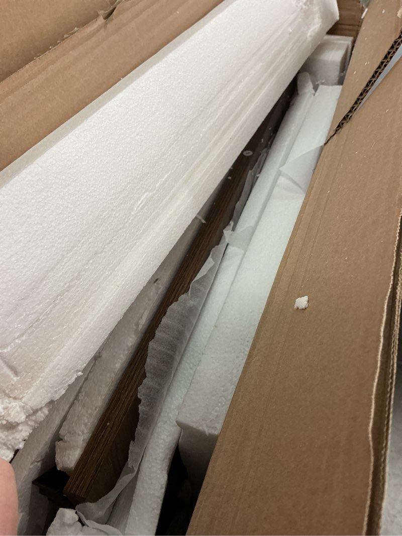 Condition photo showing As Is for DWVO Double Dog Kennel Furniture, 80.2\" Dog Cage Furniture with Divider, Double Dog Crate TV Stand for 2 Medium Dogs, Brown Brown 80in(incomplete box 1/4)