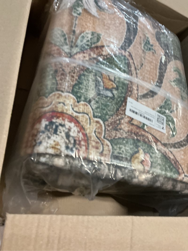 Condition photo showing Good Condition for area rugs 8'x10' washable non-slip, floral vintage distress print pattern medallion carpet for living room bedroom dining room, brick red rust neutral brown burnt orange green brick/brown/green 8' x 10' (rectangular)
