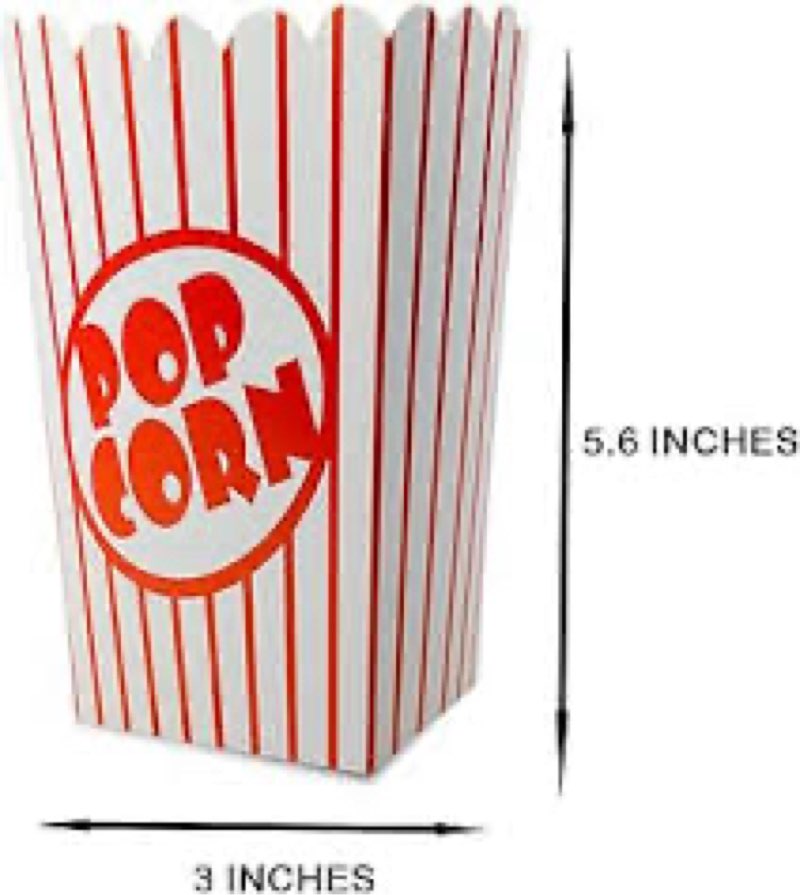 2 Pack Popcorn Boxes Movie Night Popcorn Bags for Party Red and White Popcorn Bags for Popcorn Vintage Snack Box Concession and Carnival Party Supplies, Individual Popcorn Bucket Containers (50)