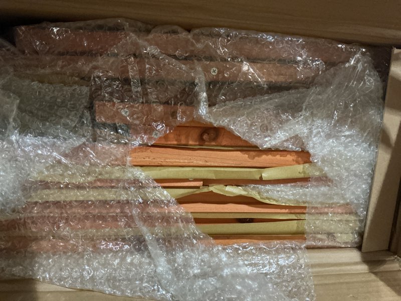 Condition photo showing New/Like New for trixie natura outdoor rabbit hutch with run - small elevated rabbit cage with non-slip ramp - small animal house with large playpen, hinged roof & pull-out tray - in natural extra-small rabbit hutch