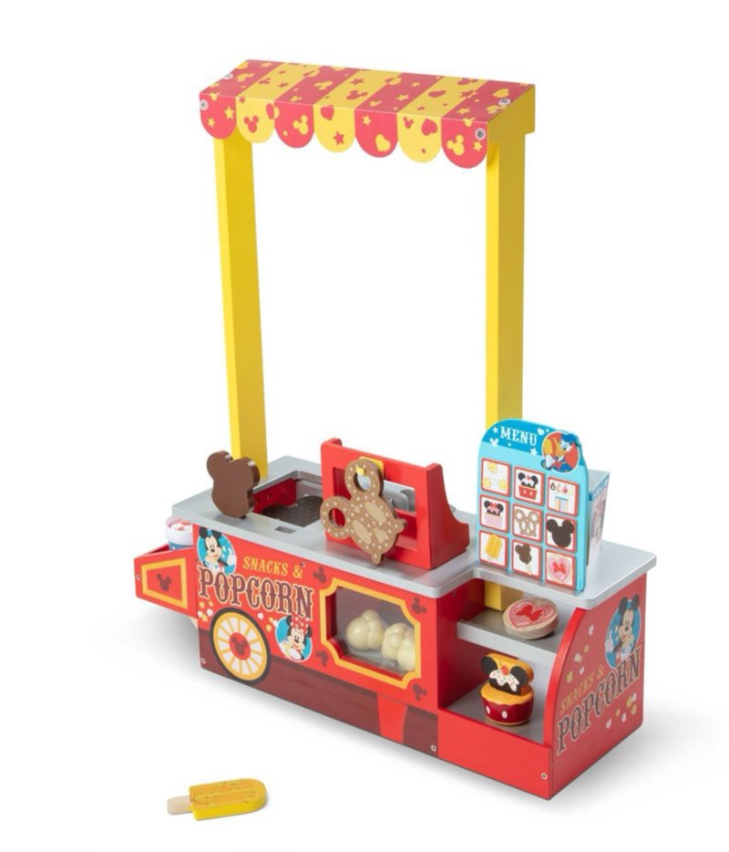 Melissa & Doug Disney Snacks & Popcorn Wooden Pretend Play Food Counter – 33pc