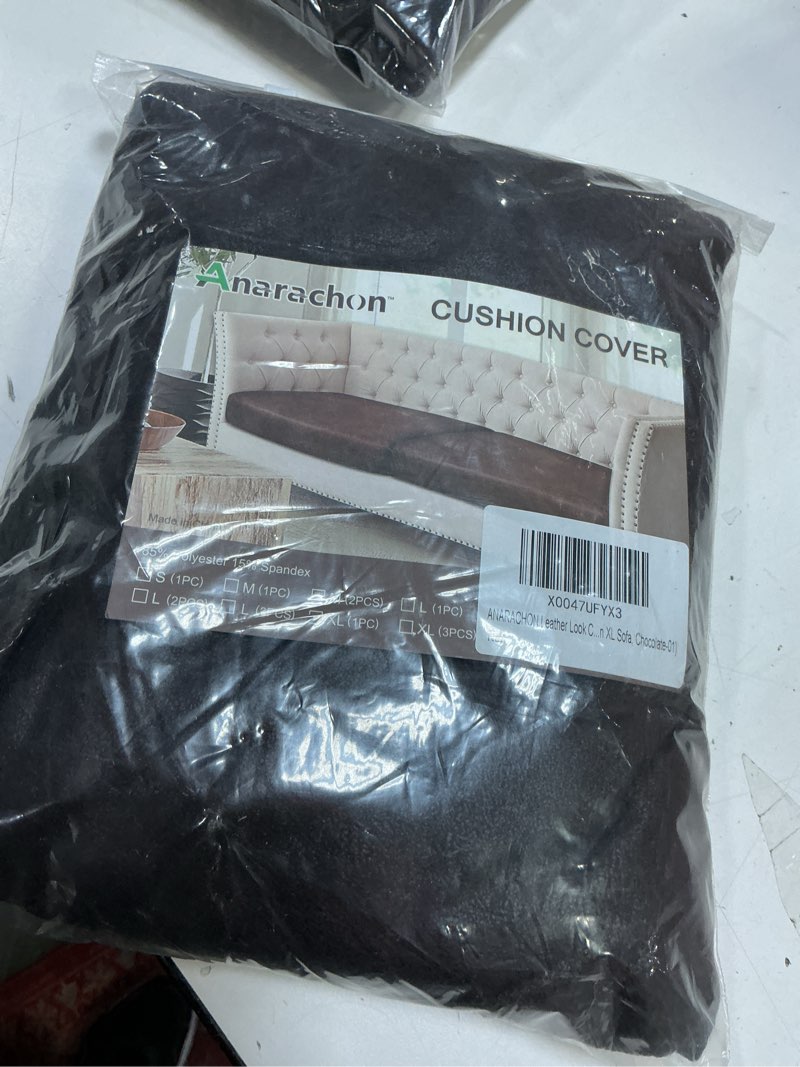 Condition photo showing Good Condition for Leather Look Couch Cushion Covers Sofa Seat Slipcovers Sets Couches Furniture Protector for Sectional Armchair Loveseat Pets Kids Stretch Spandex Fabric (1 Cushion XL Sofa, Chocolate) 1 Cushion XL Sofa 01 Chocolate