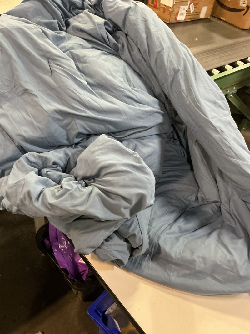 Condition photo showing As Is for Bedsure King Size Comforter Set - Storm Blue Soft Bedding for All Seasons, Cationic Dyed Bed Set, 3 Pieces, 1 King Size Comforter (104"x90") and 2 Pillow Shams (20"x36"+2") King 20 - Storm Blue