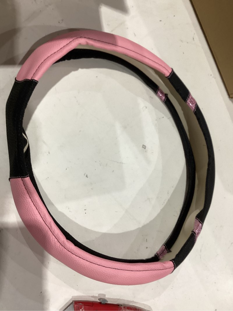 Condition photo showing Good Condition for cxtiy steering wheel cover for women leather universal steering wheel covers for car 15 inch (pink)
