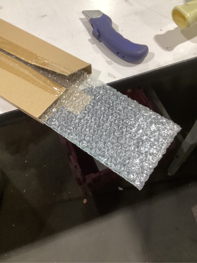 Condition photo showing As Is for Moen DN8490CH Preston Collection 19.5-Inch Wide x 4-Inch Deep Decorative Glass Bathroom Vanity Shelf, Chrome