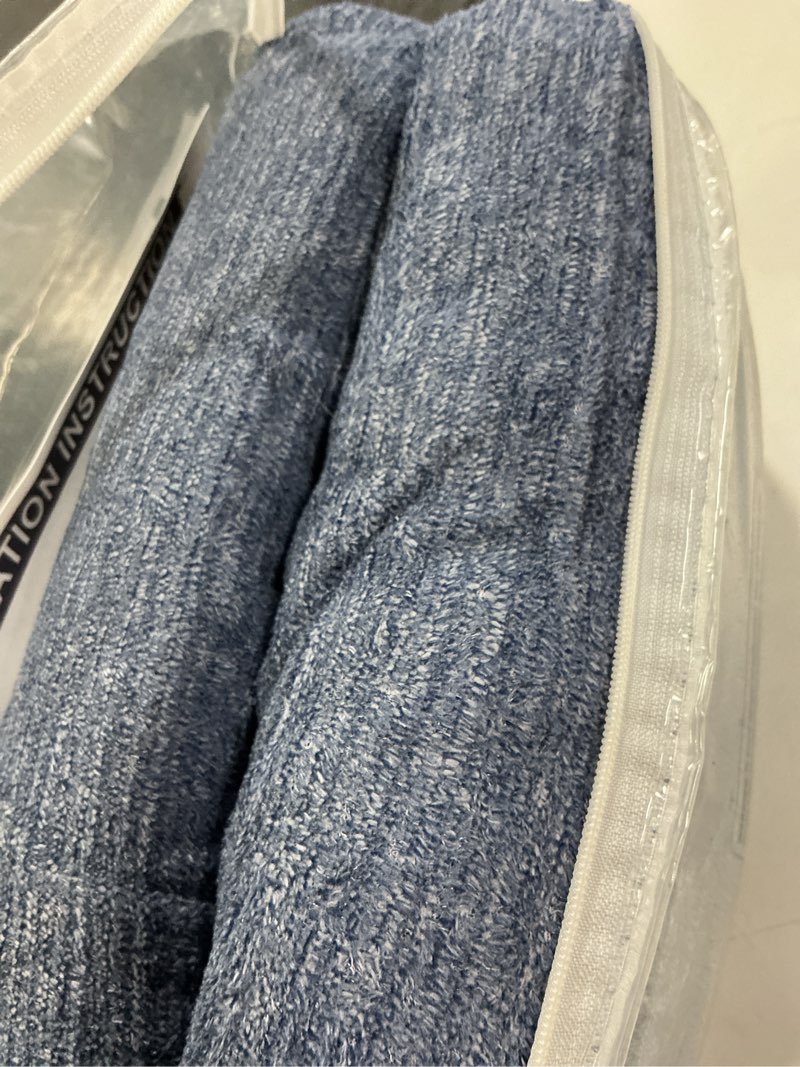 Condition photo showing New/Like New for recliner chair covers 4 piece stretch slipcovers furniture protector with stripe jacquard washable for pets (blue grey) 1 seater blue grey