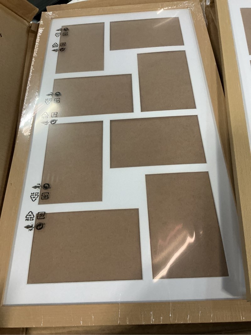 Condition photo showing Good Condition for 11.8x21.8 Collage frame with 8 Openings 4X6 Pictures, Multiple Picture Frame with Mat, Wall or Tabletop Decor, Natural Wood Grain,2 Pack Natural 11.8x21.8 - (8 open 4x6)
