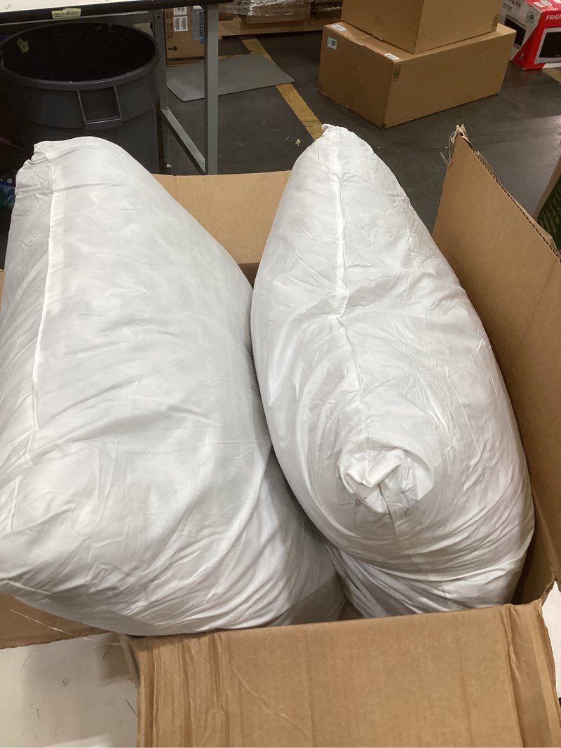 Condition photo showing As Is for miulee 22x22 pillow inserts,set of 2 down feather throw pillows for couch sofa bed, decorative fluffy throw pillow inserts cotton fabric,white 2 22x22 inch