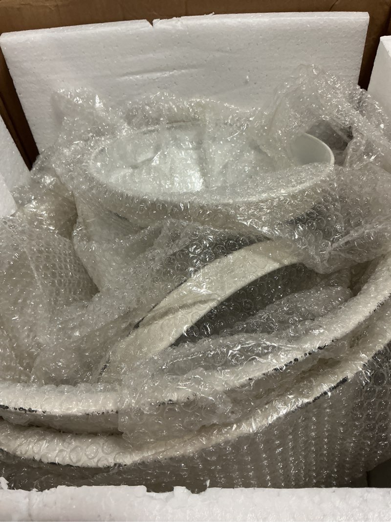 Condition photo showing Good Condition for sziqiqi garden metal urn planters: 22in tall planters for outdoor plants set of 2 with drainage holes - white large vintage round flower pots for front door porch patio