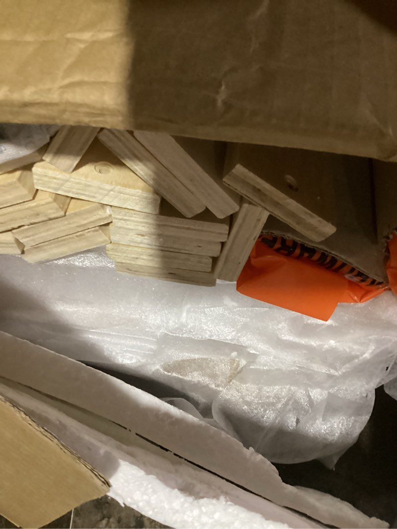 Condition photo showing Good Condition for Full Over Full Bunk Bed with Trundle & Ladder & Safety Guardrail,Solid Wood Bunk Bed for Kids Adults Teens Bedroom,Convertible to 2 Separated Bed,No Box Spring Needed,Easy Assembly, Oak