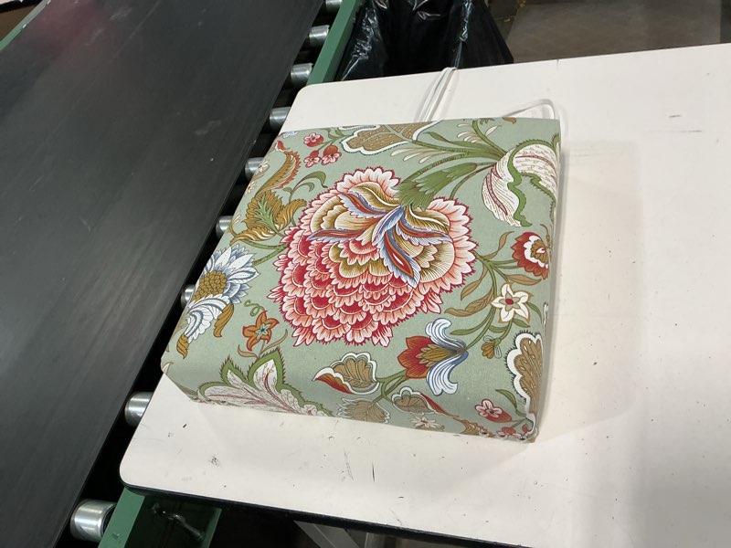Condition photo showing Good Condition for joveco small foot rest stool ottoman, 15" fabric square footstool upholstered footrest for chair, under desk, office, living room, boho floral