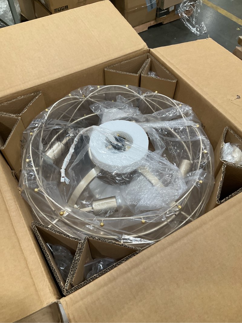 Condition photo showing Good Condition for 20" gold caged flower fandelier ceiling fan with light, flower chandelier fan with remote control, 6 speeds quiet motor for bedroom, nursery, living room lighting yellow