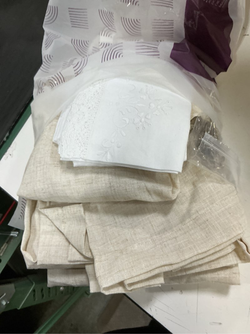 Condition photo showing New/Like New for jinchan linen pinch pleated kitchen curtains 36 inch 4 panels, natural linen tier curtains back tab farmhouse cafe, light filtering small window drapes for bathroom laundry room beige 26"w x 36"l (pack of 4) pinch pleated beige