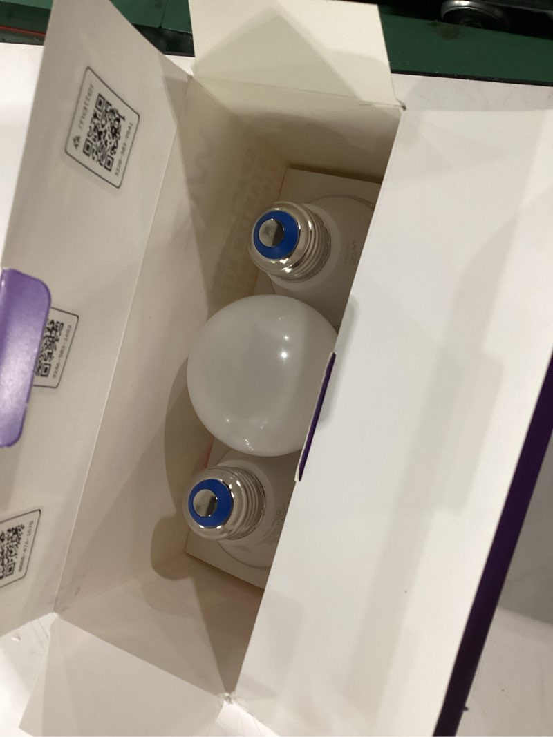 Condition photo showing New/Like New for WiZ Connected Smart Light Bulbs, Sunset to Sunrise Automation + Motion Detection + Control with Voice or App, Full Color A19 60W 800LM Indoor, Matter Compatible -3 Pack
