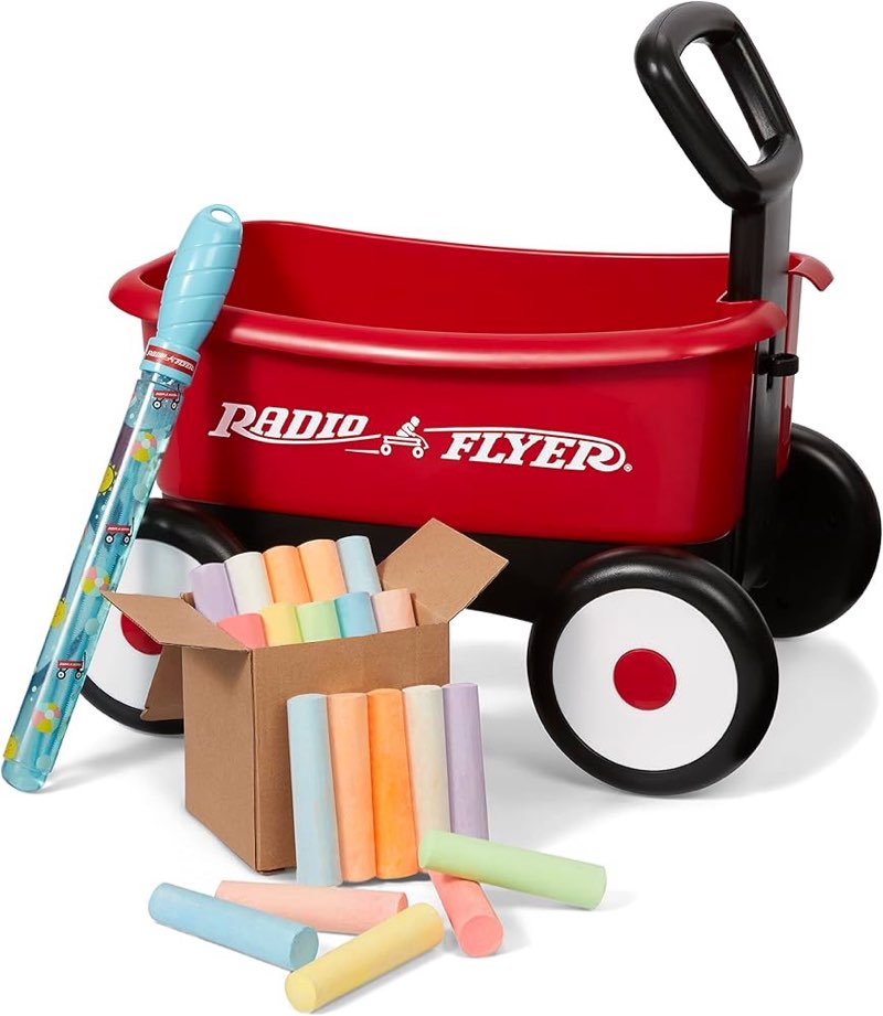 radio flyer summertime fun my 1st wagon with bubbles and chalk ages 3+, red
