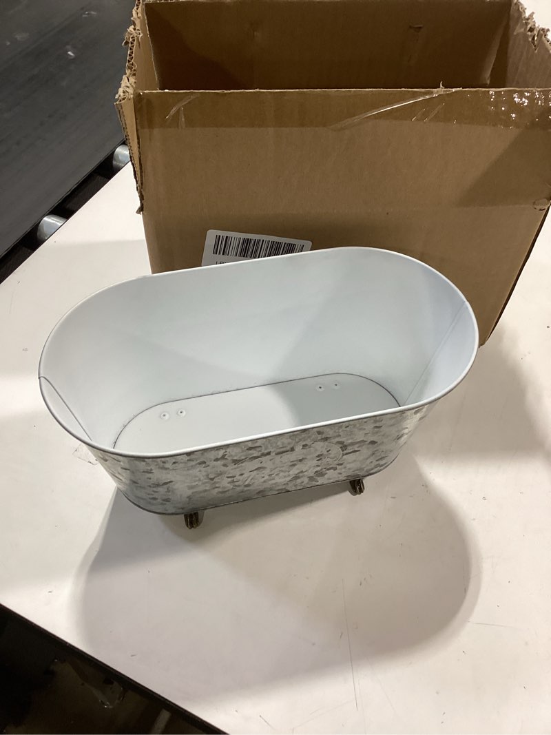 Condition photo showing Good Condition for 10.63" vintage bathtub shaped storage box galvanized decorative bathtub bar soap dish container with bronze claw feet kitchen sponge holder and shower tray for bathroom storage accessories