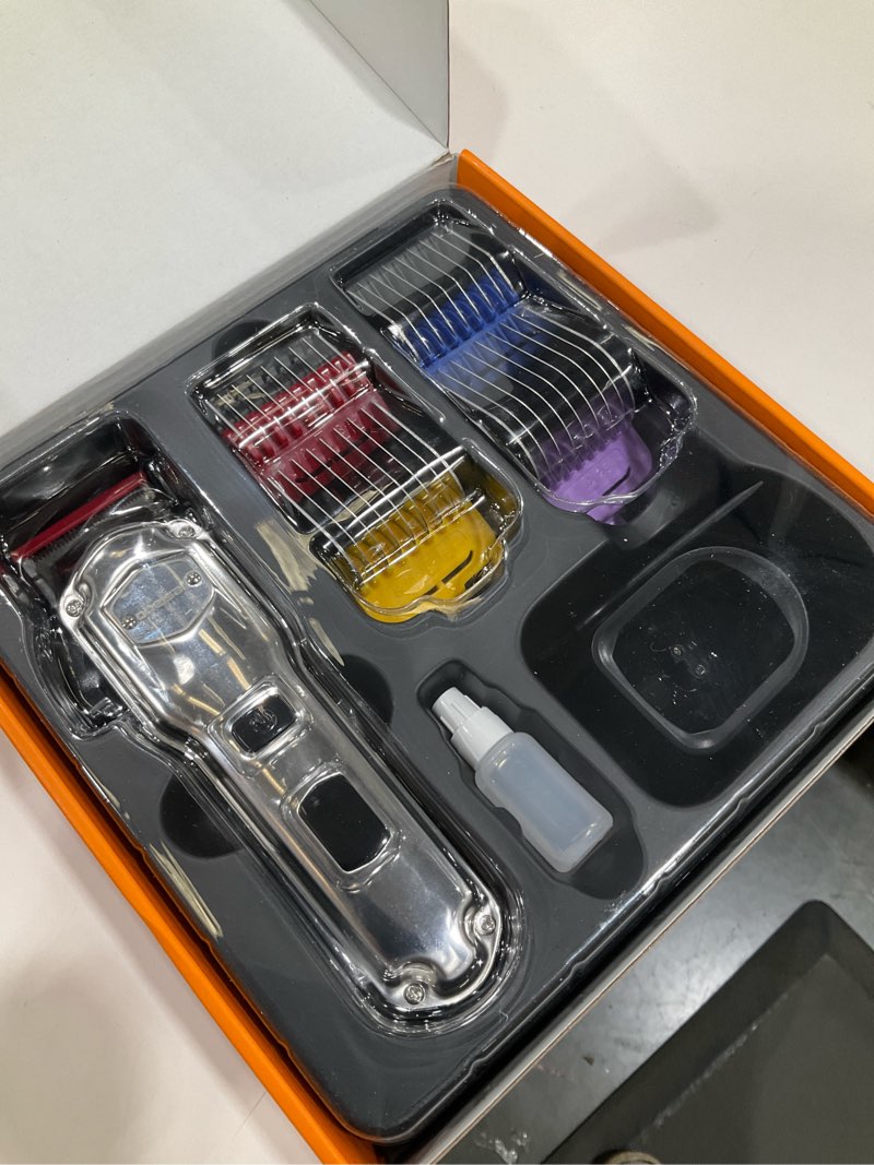 Condition photo showing Good Condition for oneisall Professional Dog Grooming Clippers: Cordless Rechargeable Thick Hair Clipper with Detachable Metal Combs, Low Noise Heavy-Duty Pet Clippers for Curly/Fine/Wavy Hair, 676pro (Silver) Stainless Steel Color With Metal Combs