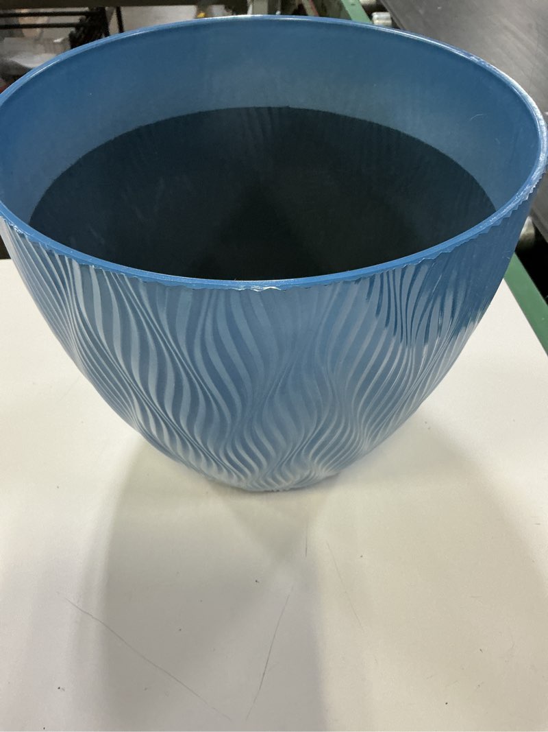 Condition photo showing Good Condition for mainstays river recycled recycled resin planter, blue, 12in x 12in x 10.4in
