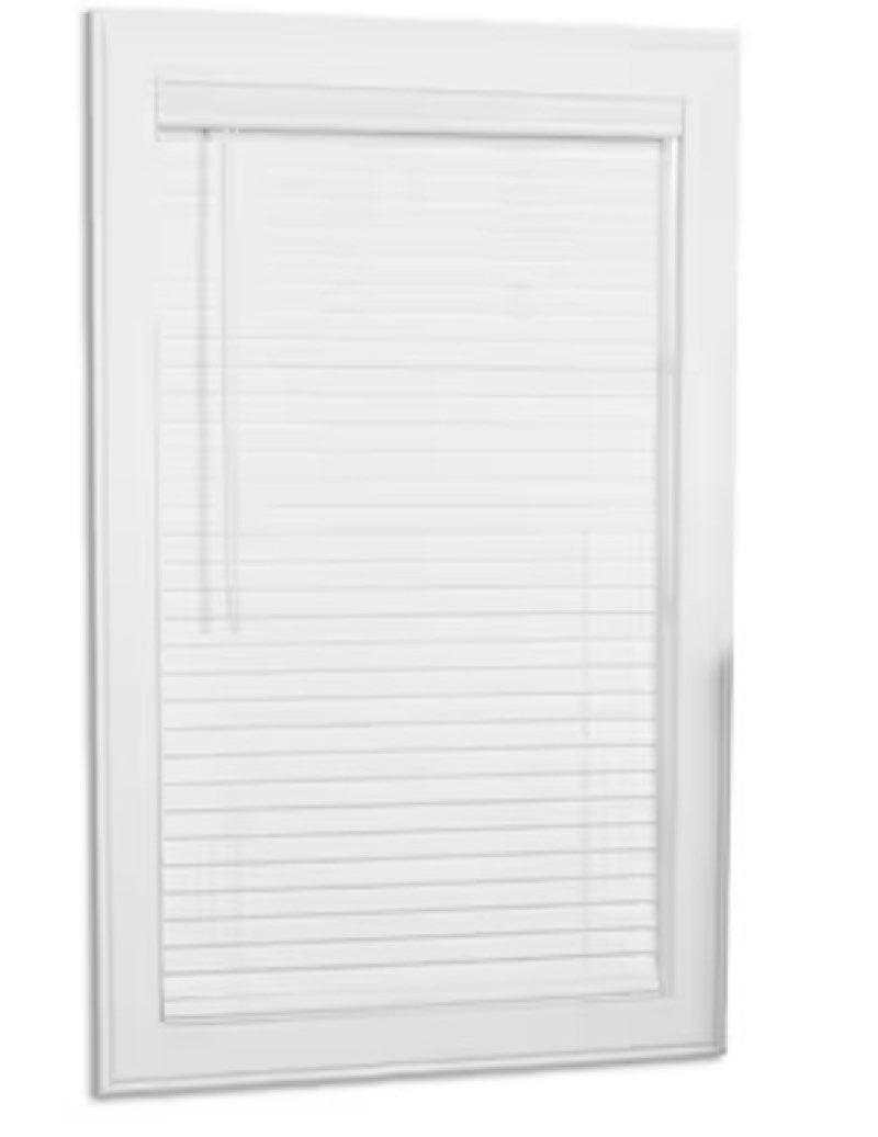 allen + roth Cordless Faux Wood 2-in Slat Width 32.5-in x 64-in Cordless White Faux wood Room darkening Horizontal blinds Item #1177699 | Model #18JWT320640