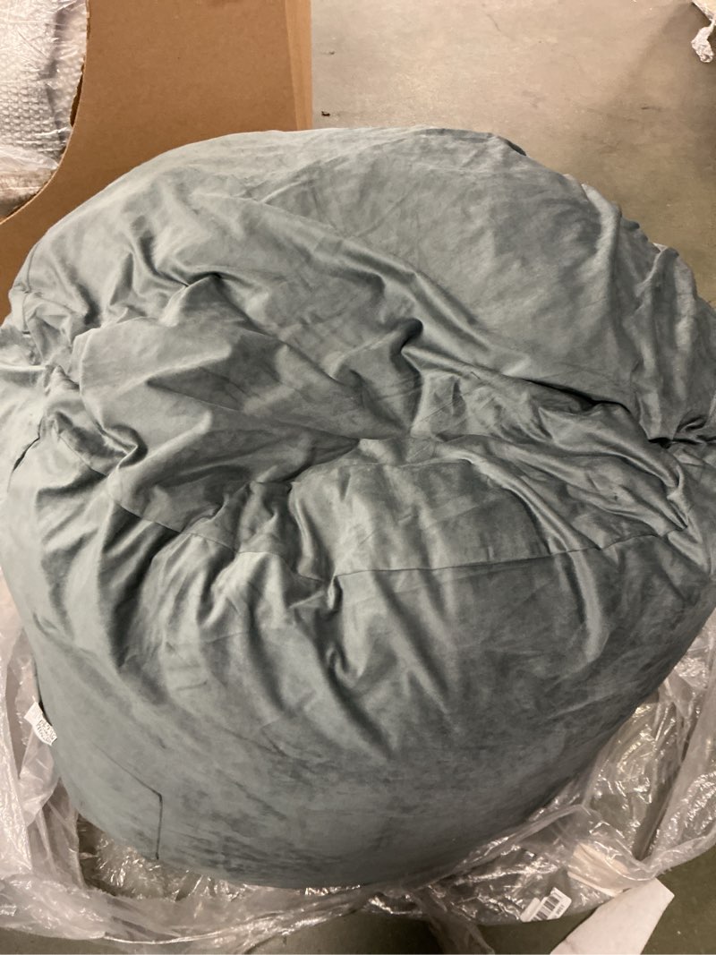 Condition photo showing As Is for Homguava 4 FT Bean Bag Chair: 4' Bean Bags with Memory Foam Filled, Large Beanbag Chairs Soft Sofa with Dutch Velvet Cover-Grey