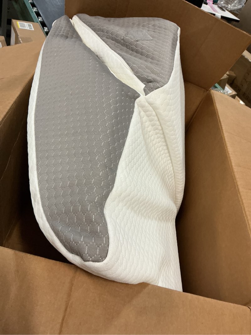 Condition photo showing As Is for Bedluxe Wedge Pillow for Sleeping, Adjustable 9&12 Inch Foldable Bed Wedge Pillow Set, Orthopedic Memory Foam Triangle Pillows Wedge, 7-in-1 Elevated Pillows for Leg and Back Support, White/Grey White/Grey Adjustable 9&12 Inch