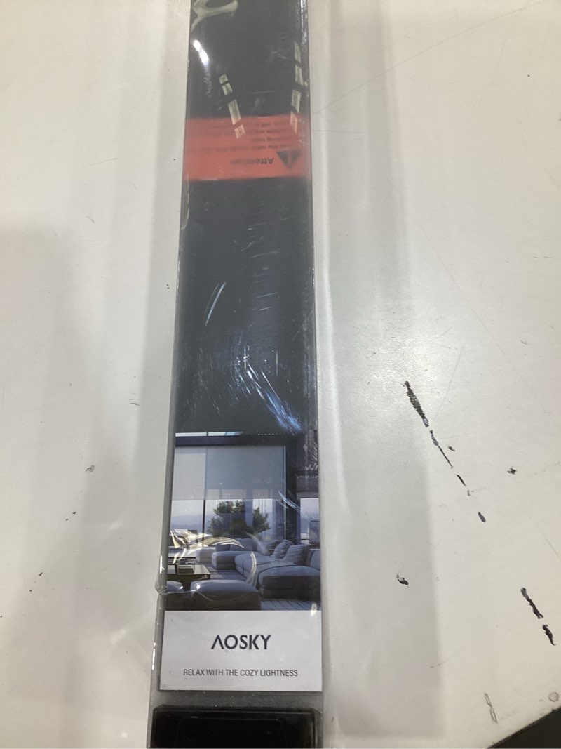 Condition photo showing As Is for aosky light filtering roller shades cordless blinds for windows, 1% openness free-stop shades with valance, thermal insulated fabric, uv protection, natural woven blinds?20" w x 72" h, black? black 20"w x 72"h