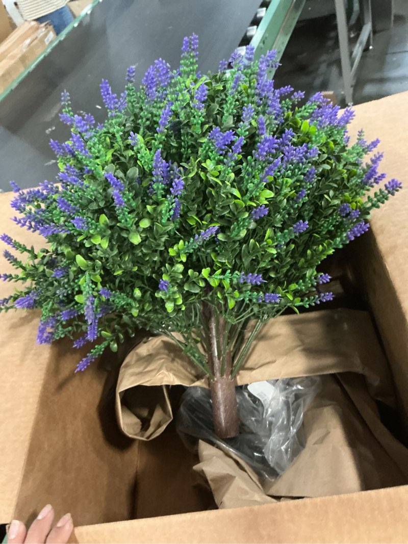 Condition photo showing Good Condition for artificial lavender topiary ball trees,25'' set of 1  topiary trees artificial outdoor with ground spike,uv resistant artificial plants for indoor outdoor front porch garden(lavender)