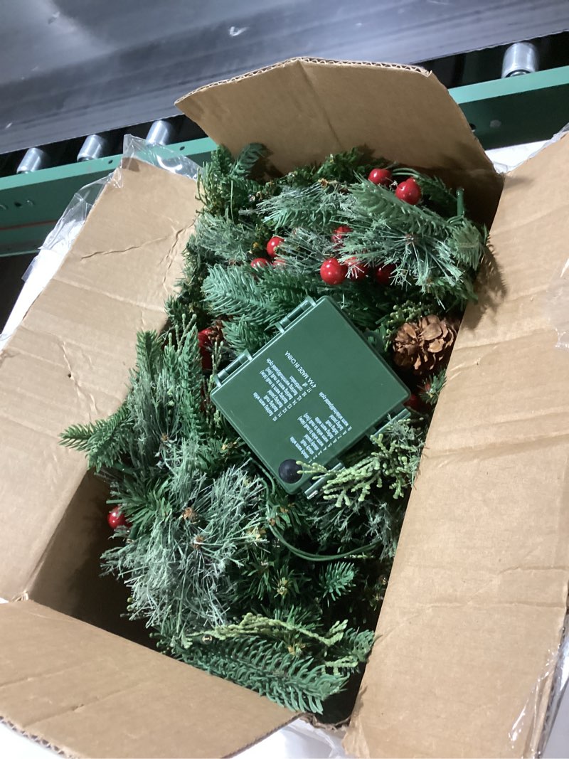 Condition photo showing As Is for 2 Pack 24 Inch Lighted Outdoor Christmas Tree with Dual Color LED Lights, Remote Control Battery Operated Pre-lit Pathway Urn Filler, Christmas Porch Decorations for Home, Porch & Yard Green 2ft 6in