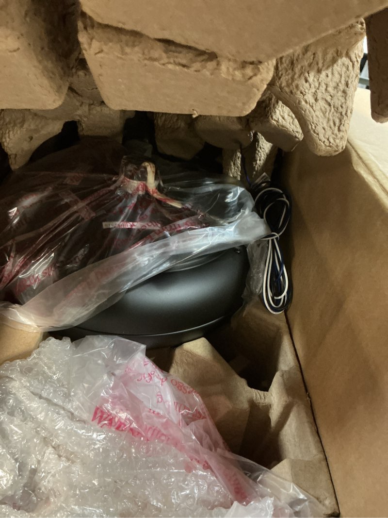 Condition photo showing As Is for harbor breeze coastal creek 52-in bronze with toffee/cocoa blades led indoor ceiling fan with light (5-blade)