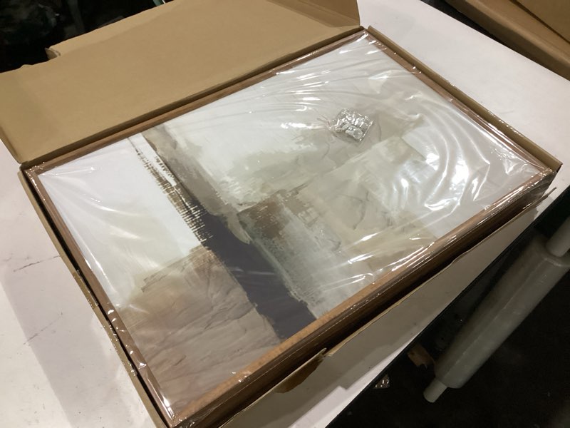 Condition photo showing New/Like New for houria abstract neutral vintage earth tone framed canvas wall art set,modern minimalist rustic brown beige wall decor,wabi sabi textured brushstroke artwork for living room,bedroom,farmhouse-16"x24"x3 abstract neutral wall art 16"l x 24"w