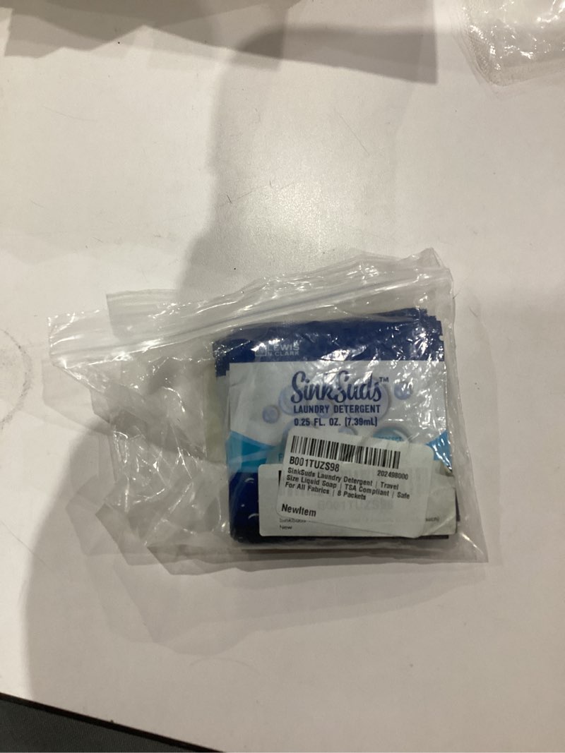 Condition photo showing New/Like New for SinkSuds Laundry Detergent, Travel Size Liquid Soap, TSA Compliant, Safe For All Fabrics, 8 Packets (Packaging May Vary) 0.25 Fl Oz (Pack of 8)