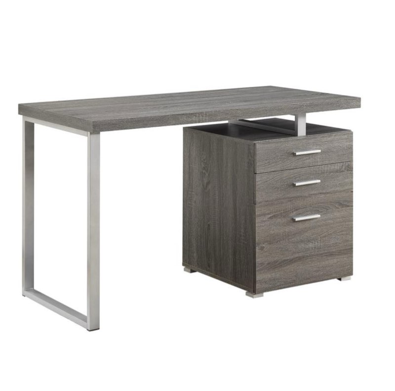 Modish Office Desk with File Drawer  Gray- Saltoro Sherpi