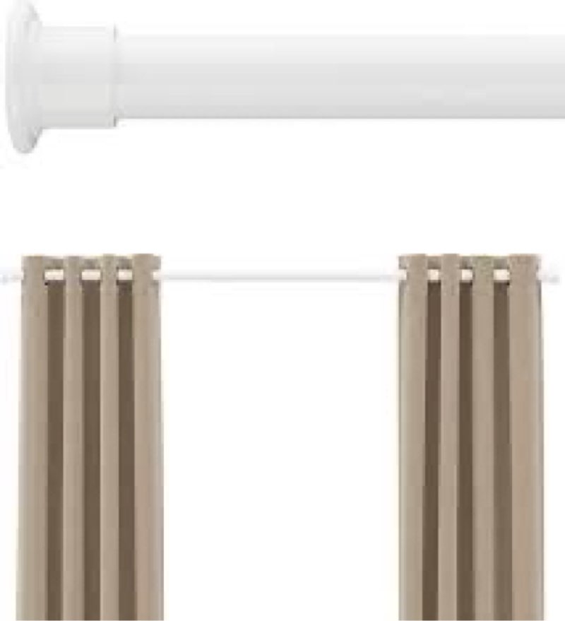 tension curtain rod by ezfurni, 42 to 82 inch adjustable, spring loaded curtain rods no drilling, he