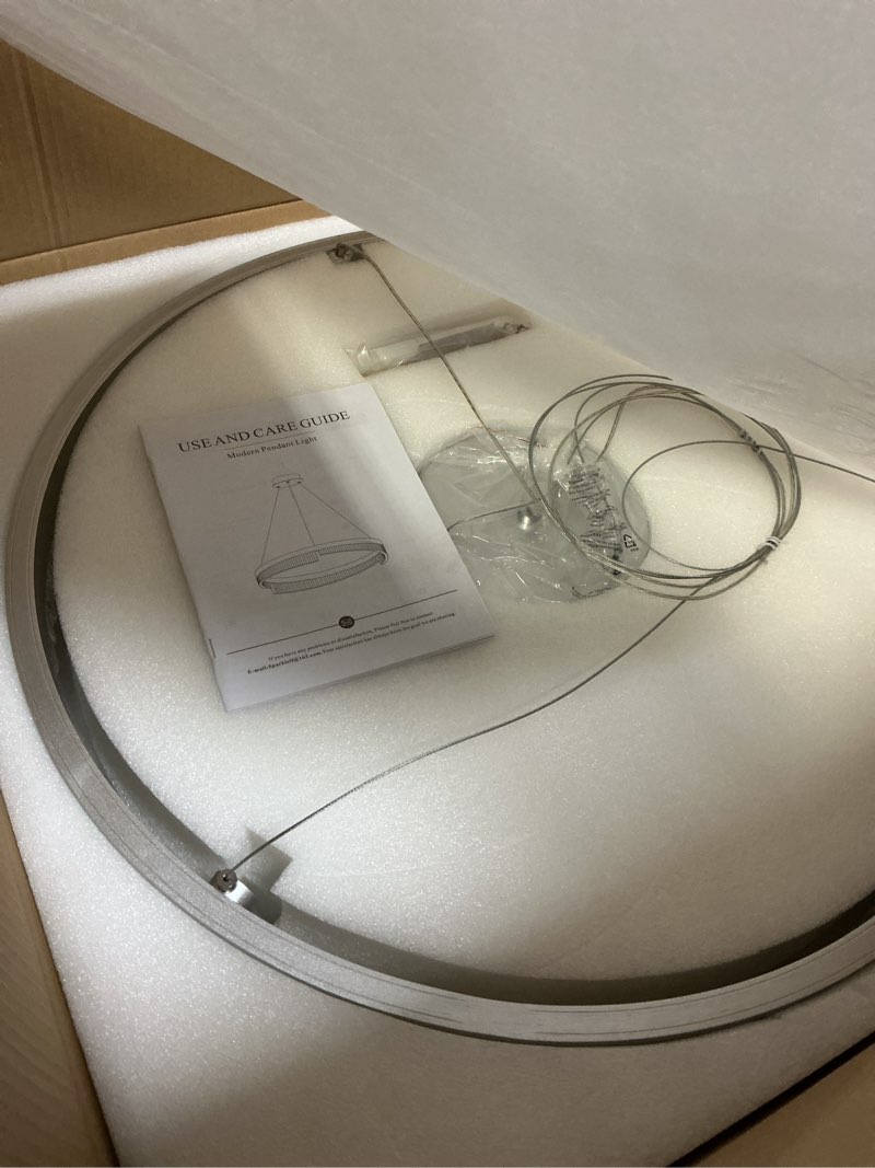 Condition photo showing Good Condition for Modern LED Pendant Lighting 24'' Ring Chandelier Black Dimmable LED Chandelier for Dining Room 36W Adjustable Pendant Light Fixture for Living Room Bedroom Home Office Foyer, 3000-6500K 1 Ring Black