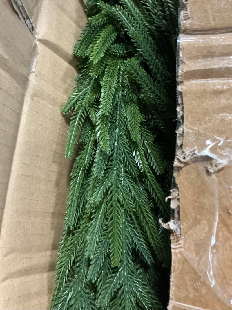 Condition photo showing Good Condition for Jutom 12 Pcs 30 Inch Christmas Norfolk Pine Branches, Lifelike Bendable Non-Shedding Greenery Stems Faux Pine Picks for Christmas Mantel Centerpiece Garland Wreath and Holiday Decor 12 30 Inches