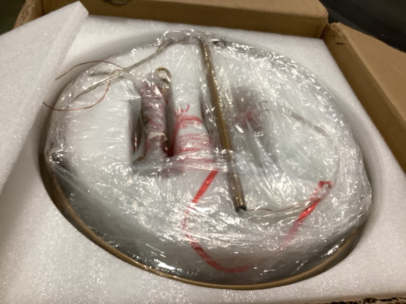 Condition photo showing Good Condition for KSANA Gold Chandelier 3-Light, Drum Pendant Light Fixtures, Modern Farmhouse Dining Room Light Fixture, Adjustable E26 Hanging Pendant Lighting for Kitchen Island, Living Room, Entryway