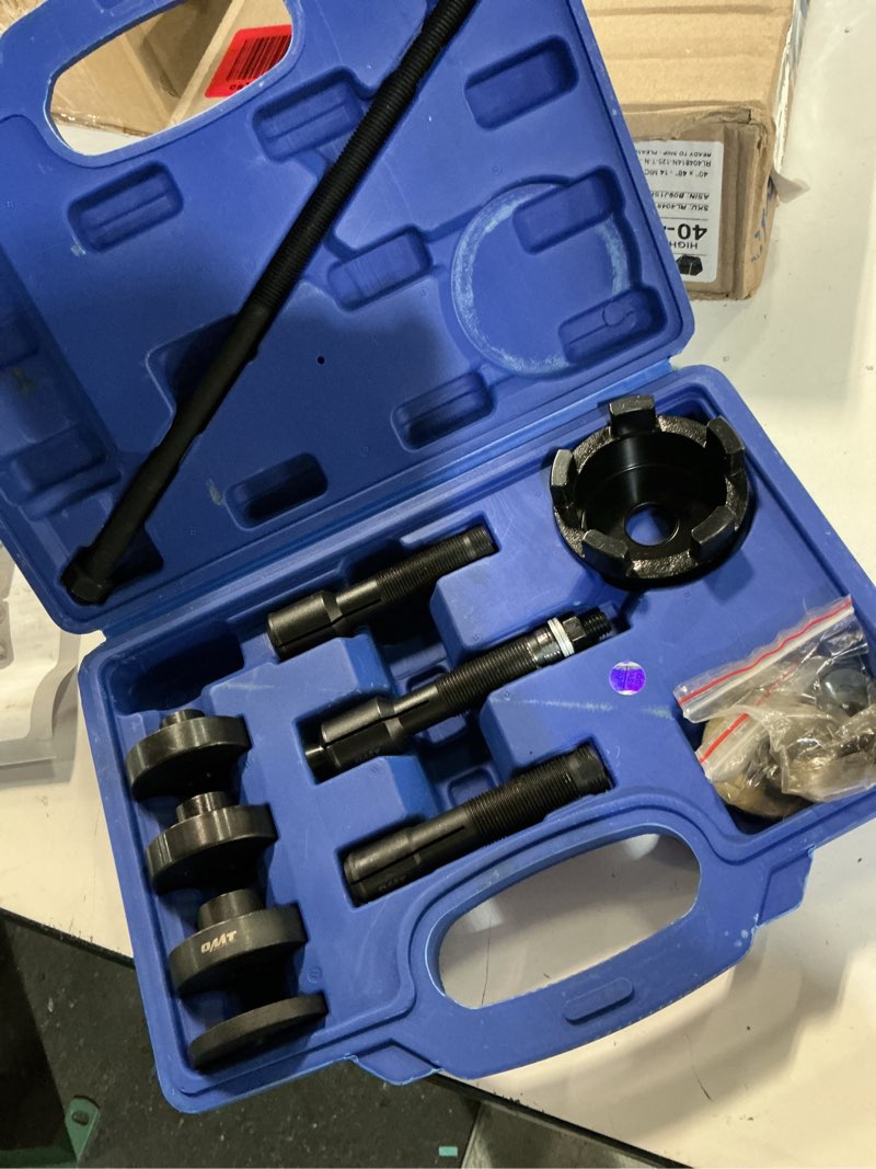 Condition photo showing As Is for (incomplete)orion motor tech wheel bearing puller tool kit compatible with harley davidson motorcycles, wheel bearing remover installer tool set for 0.75\" 1\" 25mm bearings compatible with hogs from 2000 blue