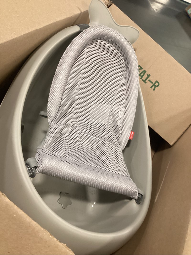 Condition photo showing As Is for Skip Hop Baby Bath Tub, 3-Stage Smart Sling Tub, Moby, Grey
