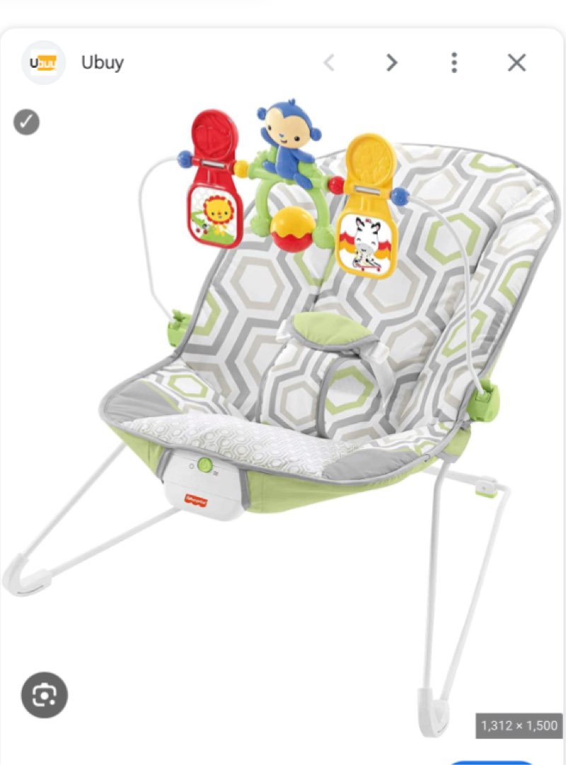 Fisher-Price Baby's Bouncer Geo Meadow, Portable Infant Soothing and Play seat with Toys and Vibrati