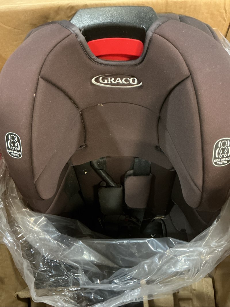 Condition photo showing As Is for graco slimfit 3-in-1 convertible car seat, slim car seat with space-saving design, highback booster seat with 10-position headrest, rear facing and forward facing carseat, darcie slimfit darcie 2.0