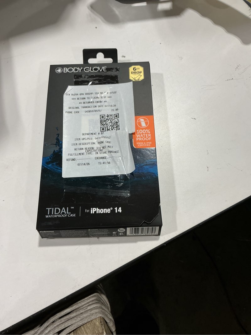 Condition photo showing Good Condition for body glove tidal waterproof phone case for iphone 14 - black/clear