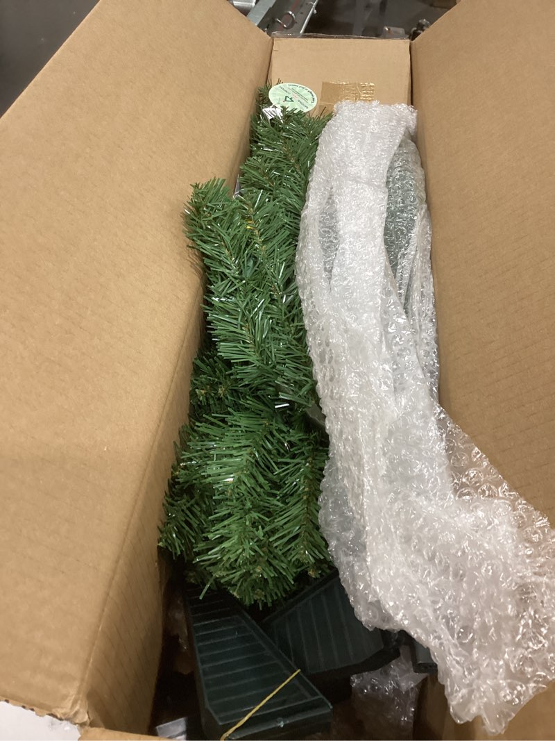 Condition photo showing As Is for National Tree Company 4 ft Pre-Lit Grande Canadian Fir Mini Artificial Christmas Tree, 100 Clear Lights, 230 Tips, Includes Stand, Green 4ft 100 Clear Lights
