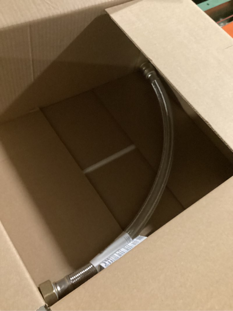 Condition photo showing As Is for SharkBite Max 3/4 Inch x 1 Inch FIP x 24 Inch Stainless Steel Braided Flexible Water Softener Connector, Push to Connect Brass Plumbing Fitting, PEX Pipe, Copper, CPVC, PE-RT, HDPE, UR3086FX24 24 Inch SharkBite Max