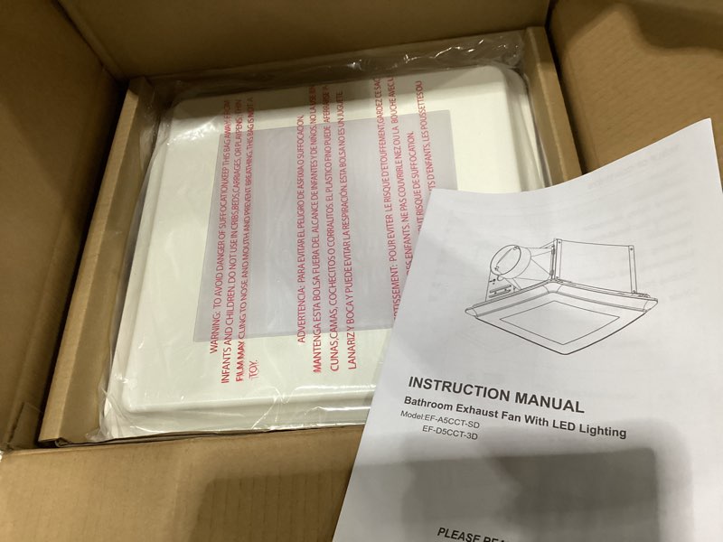 Condition photo showing New/Like New for bathroom exhaust fan with light, 80-110-130 cfm, 1.0 sones, 1000lm, 5cct dimmable, ceiling mount shower exhaust fan, quiet bathroom fan with light, etl & fcc certified