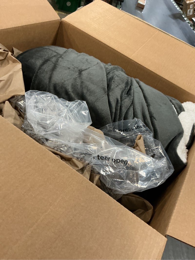 Condition photo showing As Is for Bedsure GentleSoft Sherpa Fleece Blankets King Size for Bed - Thick and Warm Throw for Women and Men, Soft Fuzzy Plush King Blanket for Winter, Charcoal, 108x90 Inches King (108" x 90") 02 - Charcoal