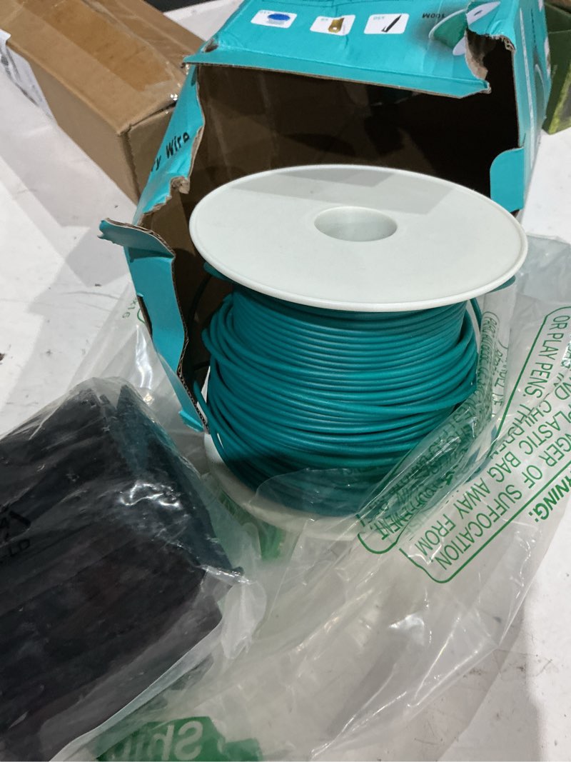 Condition photo showing As Is for headley tools 100m/328ft universal lawnmower boundary wire contains 50x lawn pegs+10x wire connectors+9x titanium blades robotic lawnmower wire compatible with gardena/husqvarna/worx 328ft /100m set