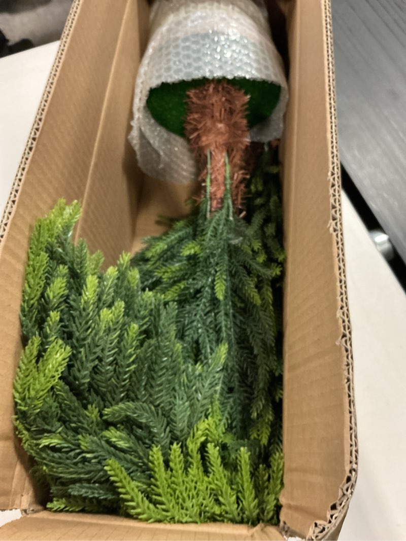 Condition photo showing Good Condition for 4.2 FT Real Touch Norfolk Pine Christmas Tree - Christmas Decorations - Artificial Shrubs Fake Potted Plants Faux Bushes for Christmas Decorations Outdoor Indoor Home Front Porch Decor
